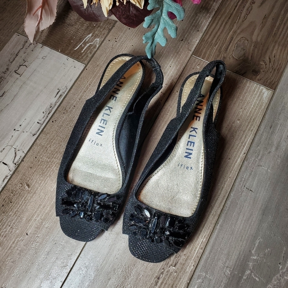 Anne Klein iFlex Elegant & Sparkly Strapback Sandals Women's Size 6M Black NWOT